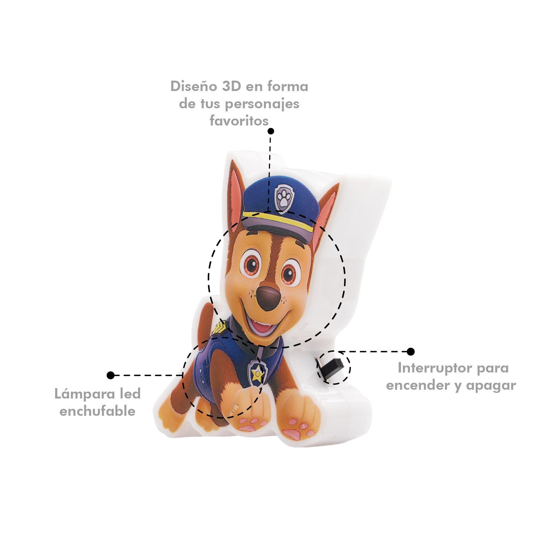 LINTERNA-LAMPARA DE PARED LED PARA NIÑOS CHASE GMXYD001C_ESPECIFICACIONES